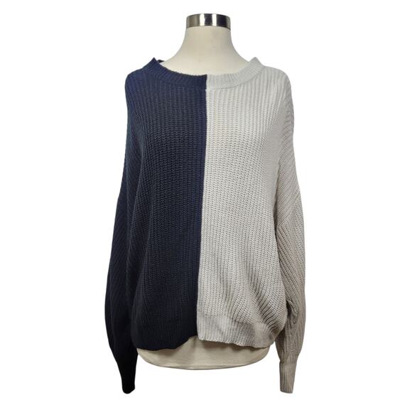 Sanctuary Colorblock Sweater Womens Small Black Gray Pullover Knit Crewneck Cozy - Picture 2 of 10